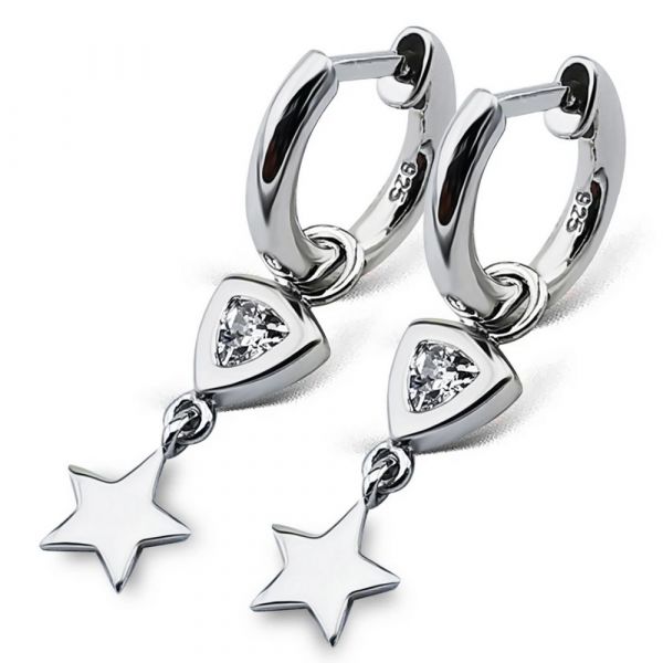 JWLS4U | Earrings Trillion Star Silver